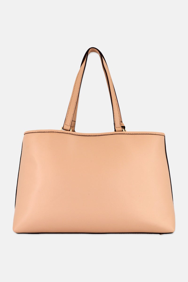 ANNE KLEIN Women Plain Tote Bag With Scarf Detail, Peach - Image 2